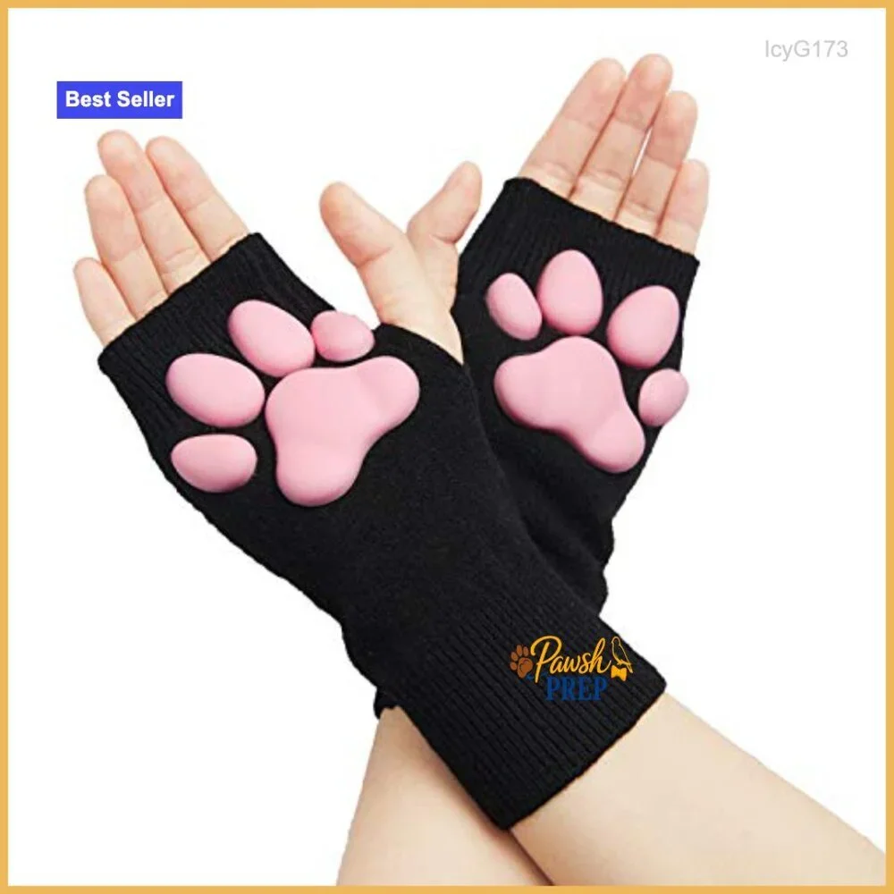 Cat Paw Thigh High Socks with 3D Toe Beans, Soft Microfiber, One Size